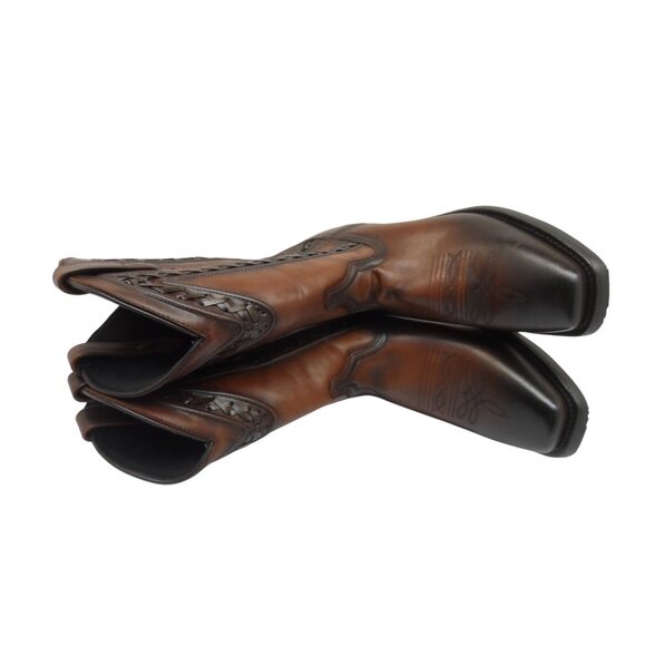 Laredo Men's 10" Cowboy Square Toe Leather Western Boots Dark Brown Size 9D - Picture 4 of 8